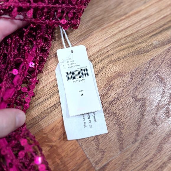 New Anthropologie Pilcro Long-Sleeve Sequin Top Raspberry S NWT - Picture 7 of 12